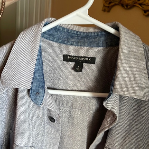 Nwot Unisex Banana Republic Mixed Media & Denim Button Down Shirt - Picture 2 of 6